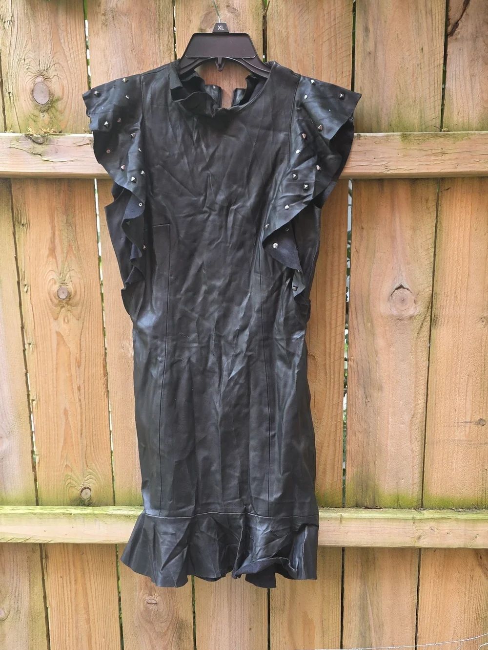Black Ruffle-Trim Dress with Stud Details Damaged